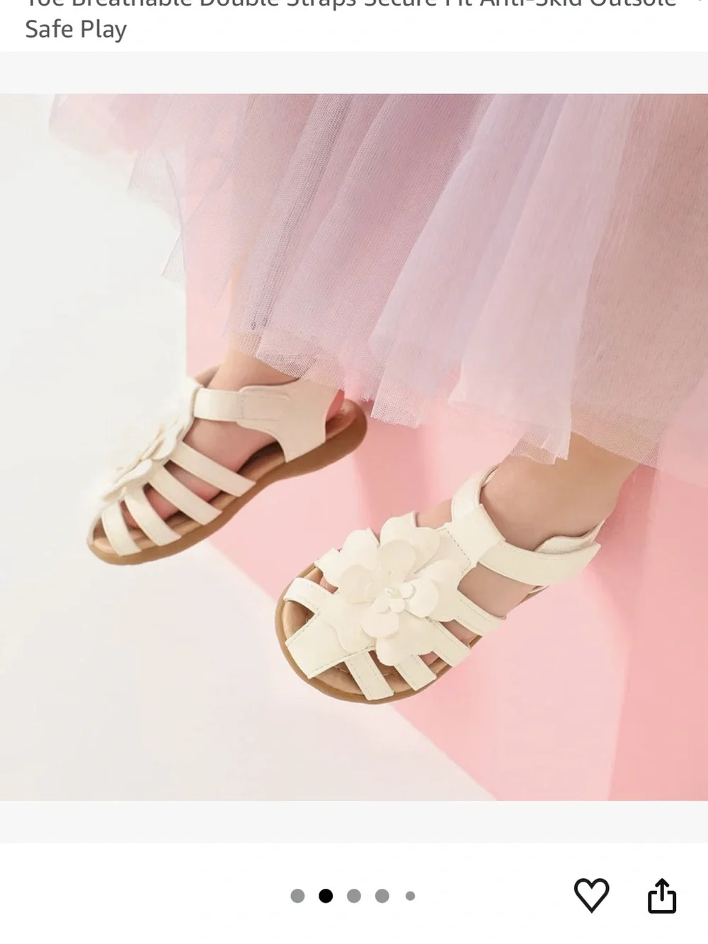 DREAM PAIRS Girls Closed Toe Sandals – White Floral Dress Sandal